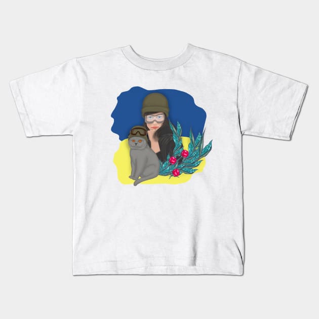 Military Ukrainian Woman Kids T-Shirt by KateQR